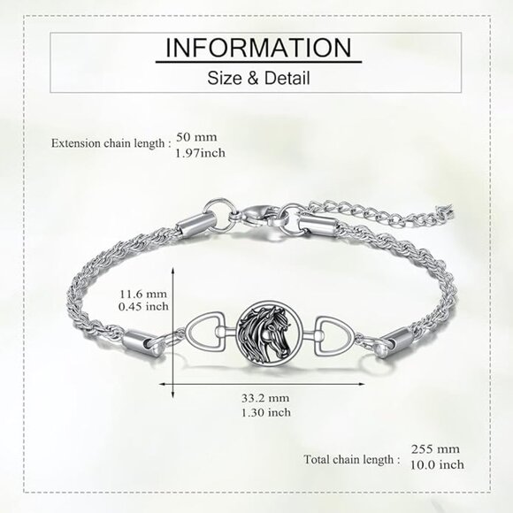 Stainless Steel Horse Snaffle Bit Bracelet Equestrian Jewelry for Women NWT - Picture 5 of 6